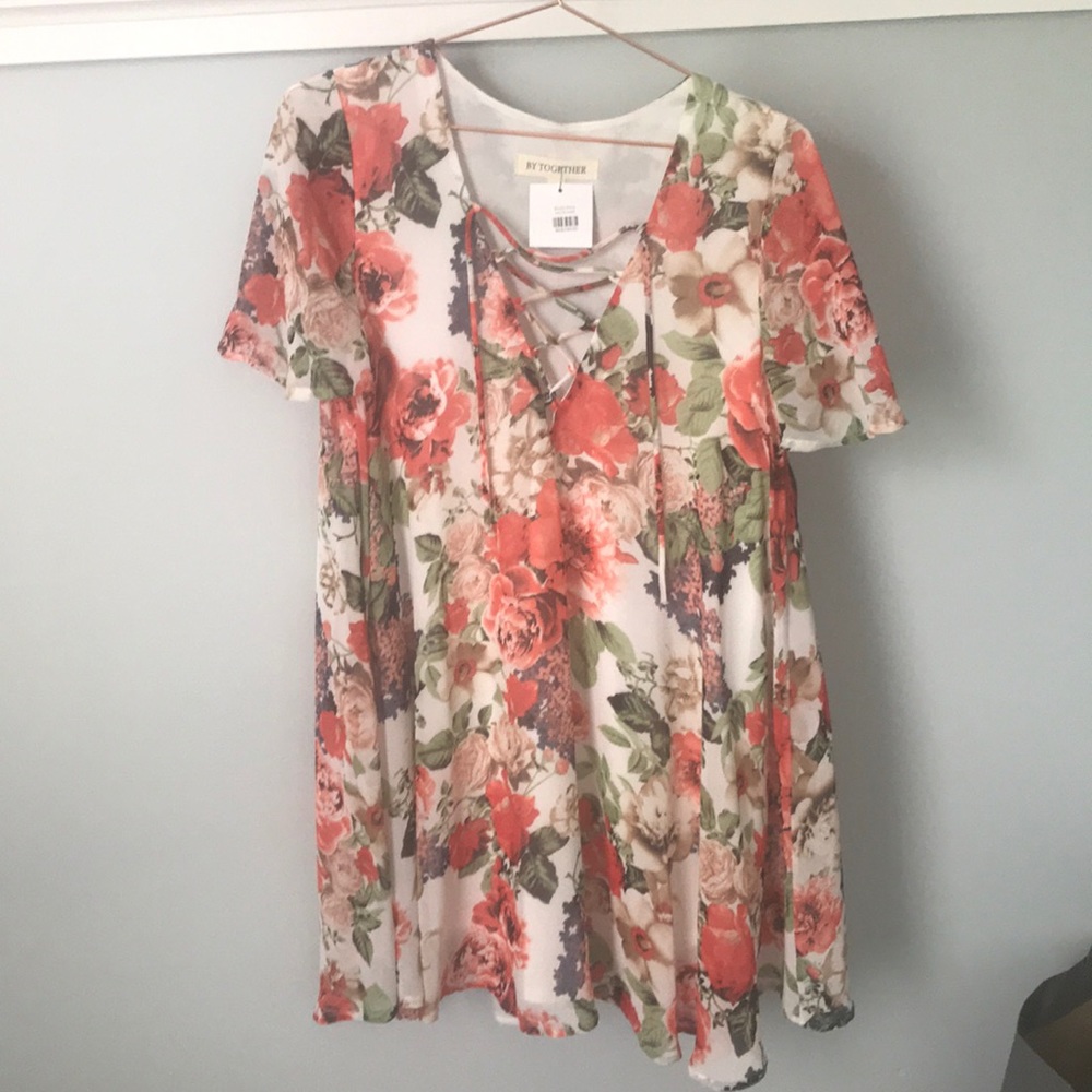 Coral floral dress